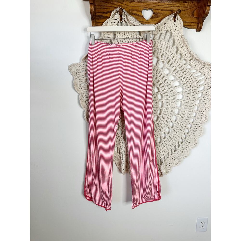 LAKE Pima Cotton White Pink Red Striped Pajama Lounge Pants Size XL